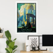 ヴィンテージ1920年代シカゴ市旅行広告 ポスター (ホームオフィス)