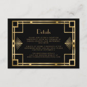 ヴィンテージ1920年代デコブラック金ゴールド結婚ズ詳細 エンクロージャーカード (正面)