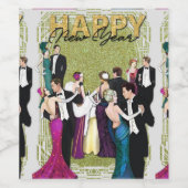 ヴィンテージ1920年代フラッパーアールデコ新年パーティー ワインラベル (シングルラベル)