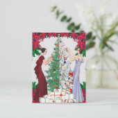 ヴィンテージ1920年代フラッパー女性飾のクリスマスツリー シーズンポストカード (スタンド正面)