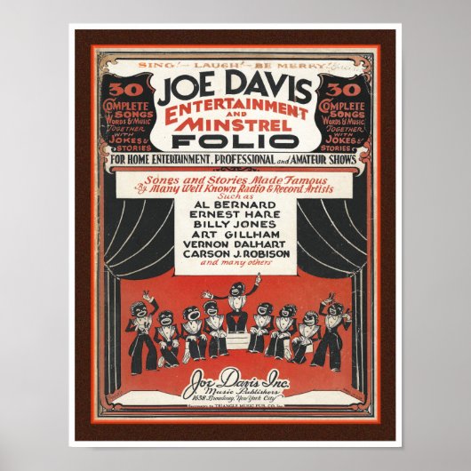 ヴィンテージ1920年代ブラックアメリカーナ音楽アート ポスター (正面)