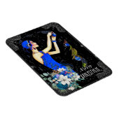 ヴィンテージ1920年代ブルークリスマスドレスウーマン飾ズ マグネット (右側)