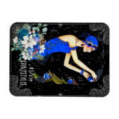 ヴィンテージ1920年代ブルークリスマスドレスウーマン飾ズ マグネット (横)