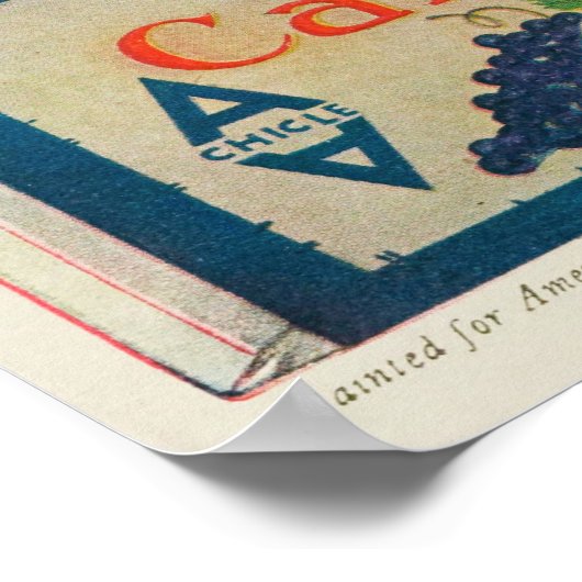 ヴィンテージ1920年代プリントアダムズフルーツガム ポスター (角)