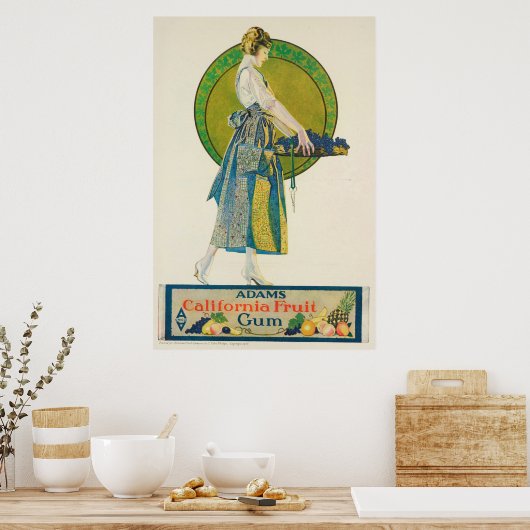 ヴィンテージ1920年代プリントアダムズフルーツガム ポスター (キッチン)