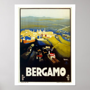 ヴィンテージ1920年代ベルガモ旅行イタリアンポスター ポスター