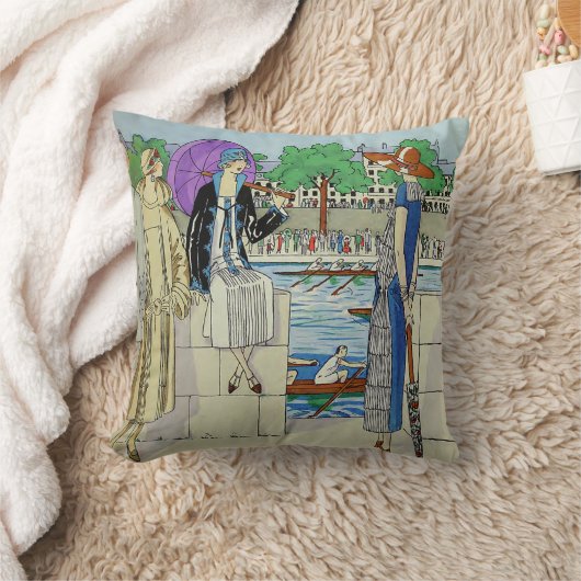 ヴィンテージ1920年代レディースアットクルーレースレガッタ クッション (ブランケット)