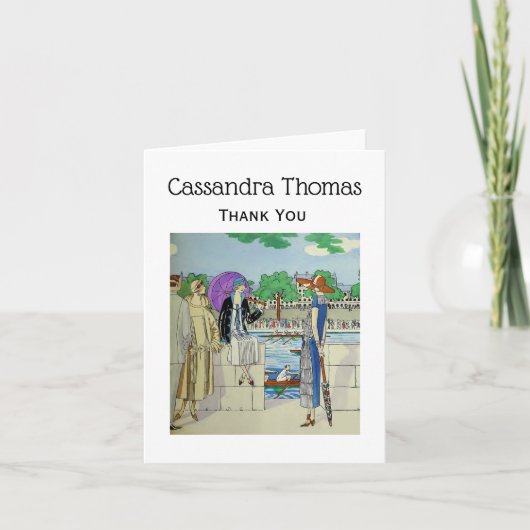 ヴィンテージ1920年代レディースアットクルーレースレガッタ サンキューカード (正面)