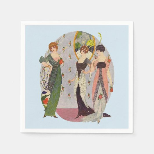 ヴィンテージ1920年代レディースファッション スタンダードカクテルナプキン (正面)