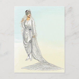 ヴィンテージ1920年代結婚のガウンイラストレーション ポストカード