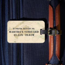 ヴィンテージ1920年代航海のチャートMartha's Vineyard ラゲッジタグ