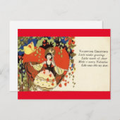 ヴィンテージ1920;s女の子のハートバレンタインポストカード ポストカード (正面/裏面)