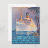 ヴィンテージ1920 Woermann-Linieドイツ旅行ポスター ポストカード (正面/裏面)