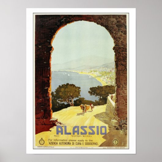 ヴィンテージ1920sアラシオ旅行イタリアンポスター ポスター (正面)