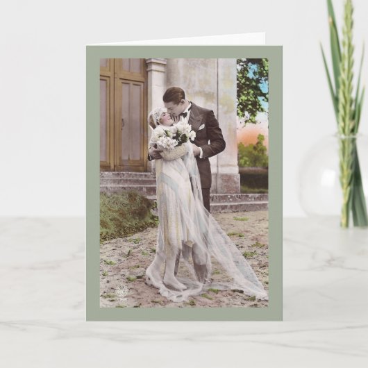 ヴィンテージ1920sアールデコ新郎新婦フォトカード カード (正面)