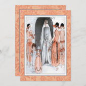 ヴィンテージ1920sイラストレーションブライダルパーティシャワー 招待状 (正面/裏面)