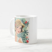 ヴィンテージ1920sインスパイアアールデコマグ、レトロガール コーヒーマグカップ (正面左)