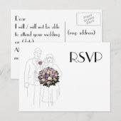 ヴィンテージ1920sウェディングRSVPポストカード インビテーションポストカード (正面/裏面)