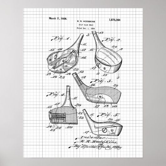 ヴィンテージ1920sゴルフクラブイラストレーション ポスター (正面)