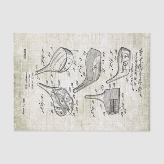 ヴィンテージ1920sゴルフクラブ特許イラストレーション 薄葉紙 (正面)