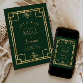 ヴィンテージ1920sデコグリーン金ゴールド写真結婚s セーブザデート