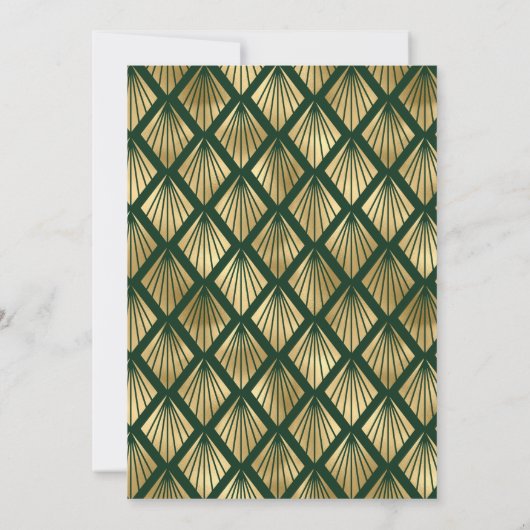 ヴィンテージ1920sデコフレームグリーン金ゴールド結婚ズ 招待状 (裏面)