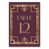 ヴィンテージ1920sデコフレームバーガンディ金ゴールド結婚ズ テーブルナンバー (裏面)