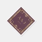 ヴィンテージ1920sデコフレーム金ゴールドブルゴーニュ結婚ーズ スタンダードカクテルナプキン (角)