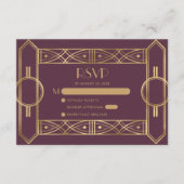 ヴィンテージ1920sデコブルゴーニュ金ゴールド結婚式RSVP エンクロージャーカード (正面)