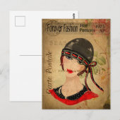 ヴィンテージ1920sファッション女性のHatフローラ フランスの ポストカード (正面/裏面)