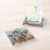 ヴィンテージ1920sフラッパー女の子inパリアート ガラスコースター (アングル)