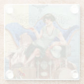 ヴィンテージ1920sフラッパー女の子inパリアート ガラスコースター (裏面)