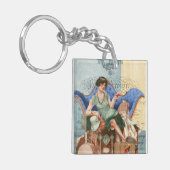 ヴィンテージ1920sフラッパー女の子inパリアート キーホルダー (正面左)