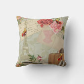 ヴィンテージ1920sフラッパー女の子inパリアート クッション (裏面)