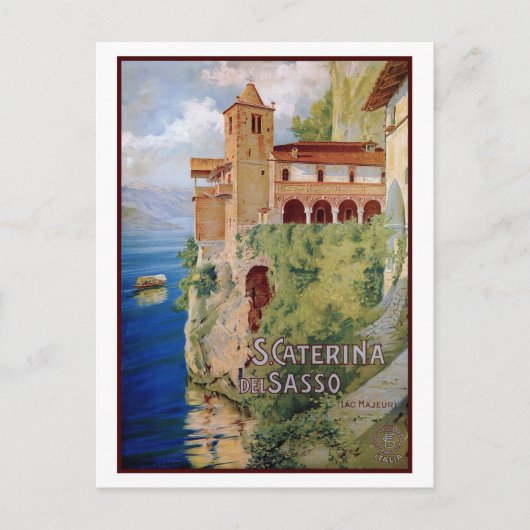 ヴィンテージ1920sマッジョーレ湖修道院イタリアン旅行 ポストカード (正面)