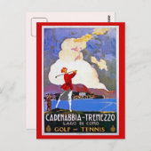 ヴィンテージ1920s湖コモゴルフ旅行イタリアン広告 ポストカード (正面/裏面)