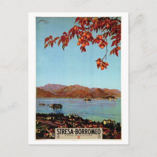 ヴィンテージ1920s湖マッジョーレイタリアンストラベル ポストカード (正面)