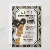 ヴィンテージ1920s白黒と金ゴールドグリッター 招待状 (正面)