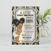 ヴィンテージ1920s白黒と金ゴールドグリッター 招待状 (スタンド正面)