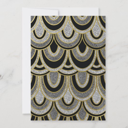 ヴィンテージ1920s白黒と金ゴールドグリッター 招待状 (裏面)