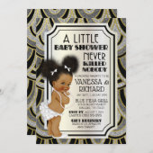 ヴィンテージ1920s白黒と金ゴールドグリッター 招待状 (正面/裏面)