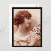 ヴィンテージ1920s花付き少女フォトポストカード ポストカード (正面/裏面)
