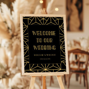 ヴィンテージ1920s art deco私たちのサイン結婚へようこそ ポスター