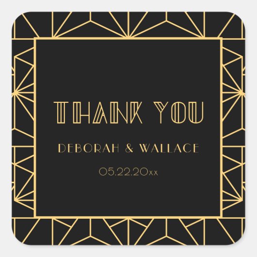 ヴィンテージ1920s art deco geometric 結婚'sありがとう スクエアシール (正面)