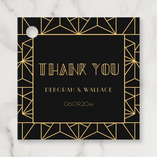 ヴィンテージ1920s art deco geometric 結婚'sありがとう フェイバータグ (正面)