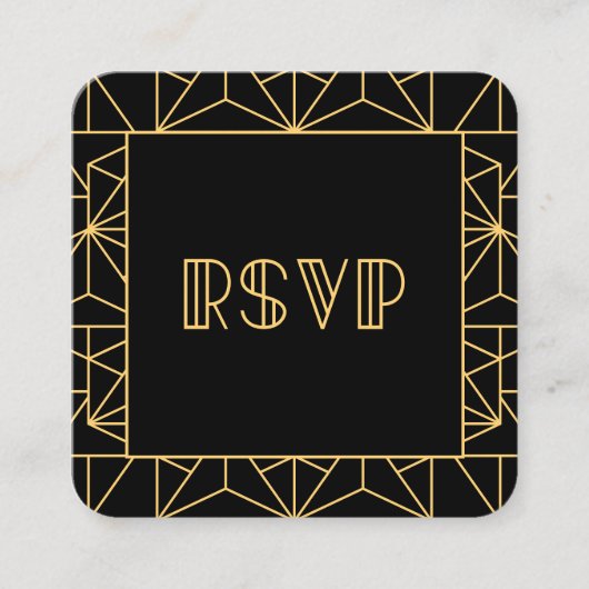 ヴィンテージ1920s art deco QRコードRSVP応答 エンクロージャーカード (正面)