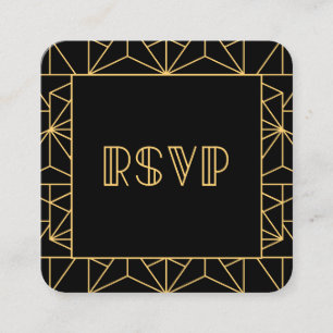 ヴィンテージ1920s art deco QRコードRSVP応答 エンクロージャーカード