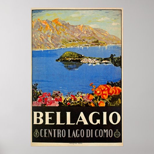 ヴィンテージ1920s Bellagio旅行イタリアン広告 ポスター (正面)