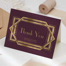 ヴィンテージ1920s Deco Burgundy Red'結婚s Thank You