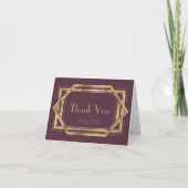 ヴィンテージ1920s Deco Burgundy Red'結婚s Thank You カード (正面)